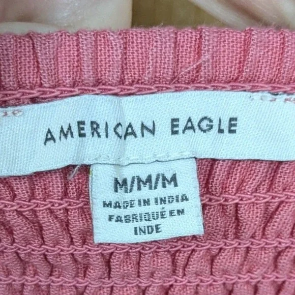 American Eagle Womens Pink Eyelet Tiered Mini Skirt Medium Coquette Dainty - Picture 2 of 7